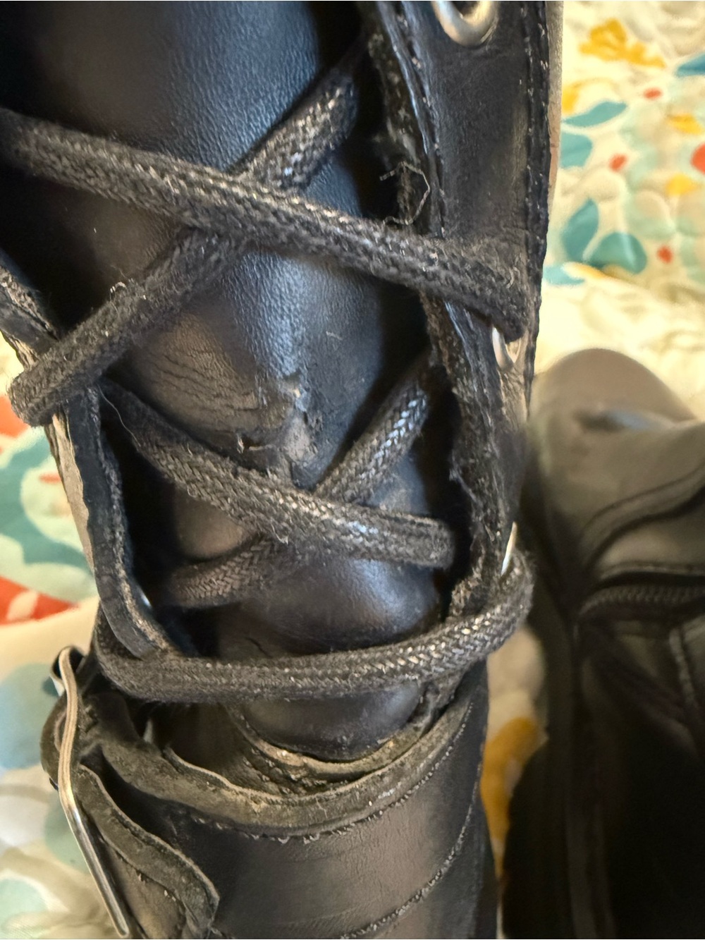 Harley Davidson Women's Black Lace-Up Boots with Buckle Accents - Picture 9 of 9